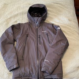 Eddie Bauer down jacket shell lined first ascent, gray men’s small